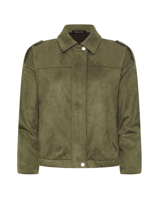 M Com Green Petite Suede Bomber Jacket