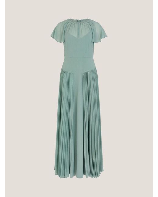 Monsoon Green Madison Flutter Sleeve Pleated Bridesmaid Dress