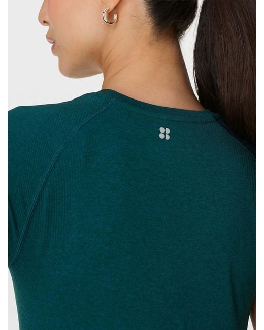 Sweaty Betty Green Women's Athlete Seamless Workout T-shirt