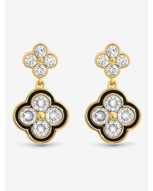 Jon Richard Green Jet Crystal Clover Earrings