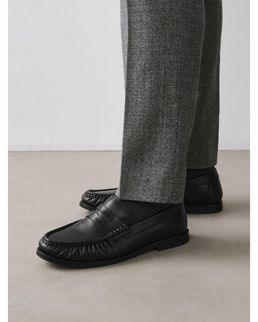 Next White Ruched Leather Loafers for men