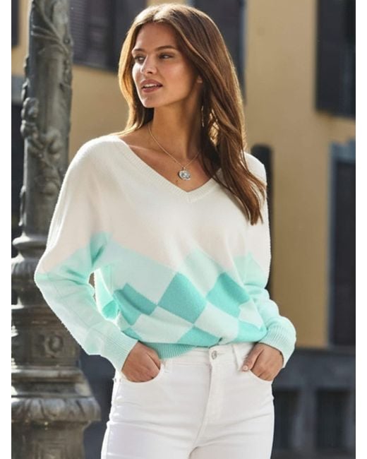 Sosandar Green Argyle Jumper