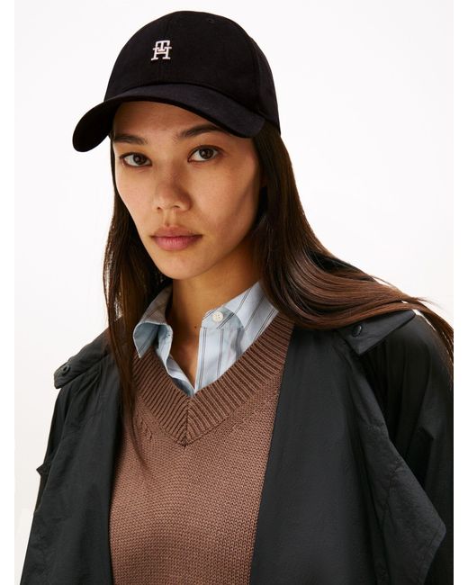 Tommy Hilfiger Black Monogram Twill Baseball Cap