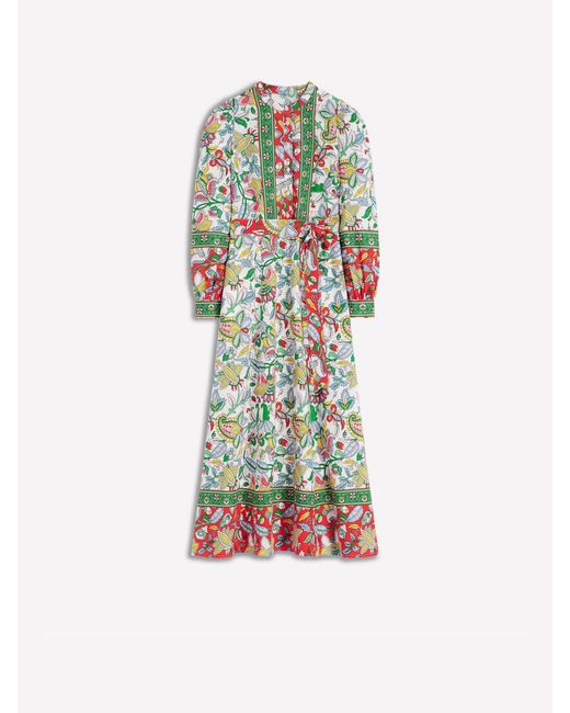 Boden Ava Linen Blend Midi Dress in Green | Lyst Boden Ava Linen Blend Midi Dress in Green | Lyst