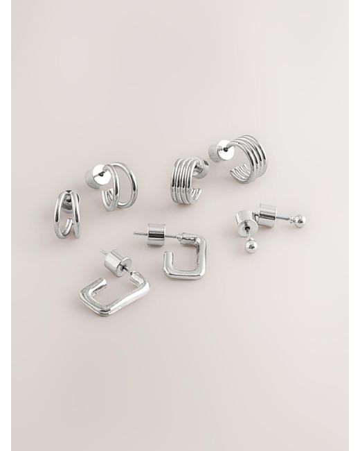 Next Natural Mini Hoop Earrings 4 Pack