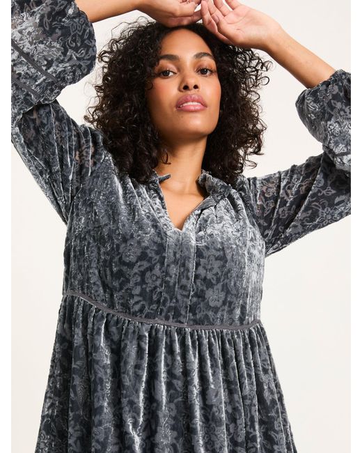 FatFace Blue Fatface Riley Regular Devore Mini Dress