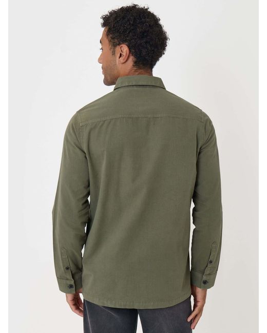Threadbare Green Cotton Patch Pocket Shacket for men