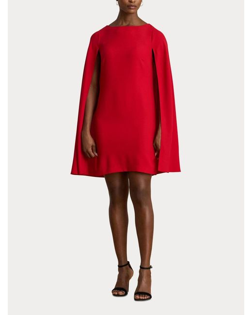 Ralph Lauren Red Lauren Ralph Mini Lauren Petra Cape Georgette Cocktail Dress