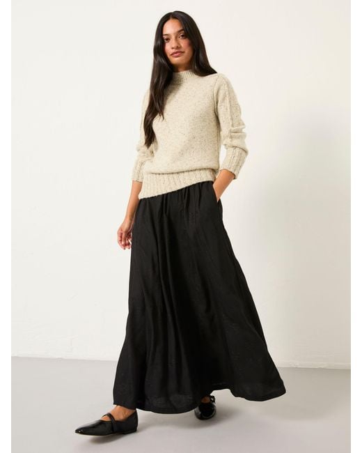FatFace Black Fatface Tilly Embroidered Midi Skirt