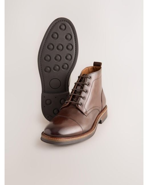 Next Brown Toecap Leather Boots for men