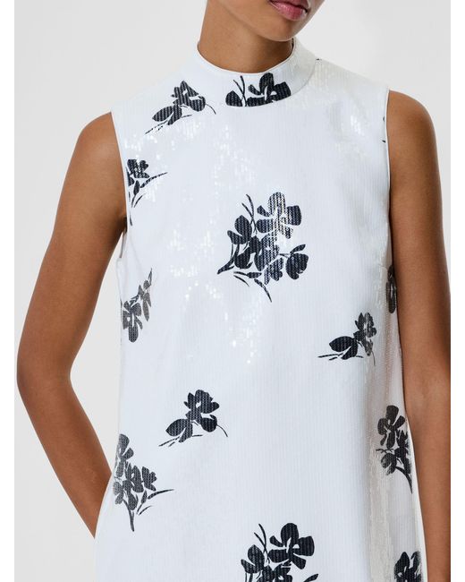 French Connection White Madeline Sequin Sleeveless Dress