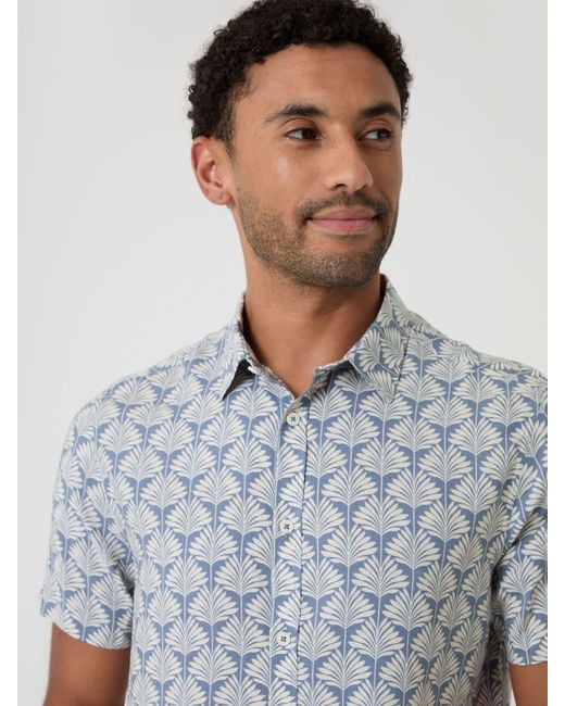 Threadbare Gray Linear Leaf Print Short Sleeve Shirt for men