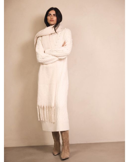 Mint Velvet White Bobble Detail Knitted Midi Dress