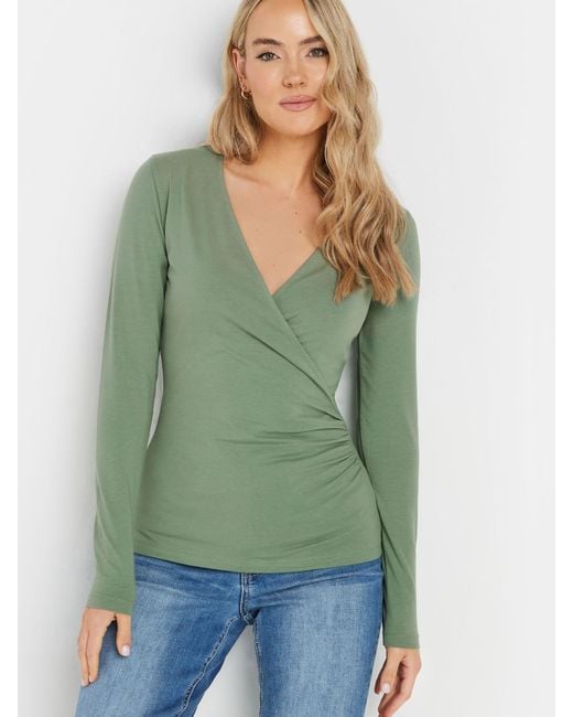 Long Tall Sally Green Wickeltop Mit Langen Ärmeln Im 2Er-Packeu 36 Tall (Uk 8 T)