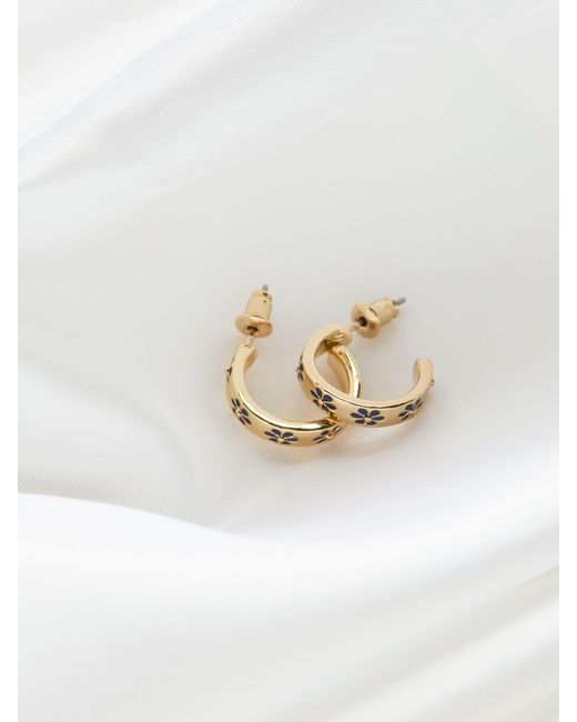 FatFace Natural Fatface Enamel Daisy Hoop Earrings