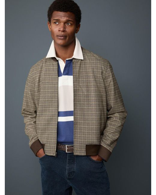 Next Blue Smart Check Bomber Jacket for men