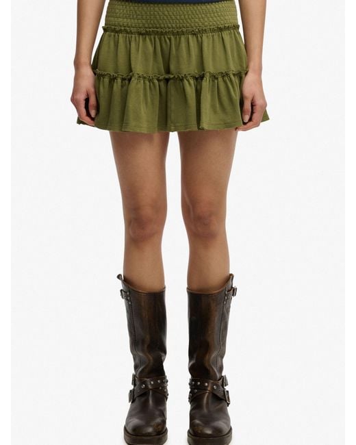 Superdry Blue Tiered Jersey Mini Skirt