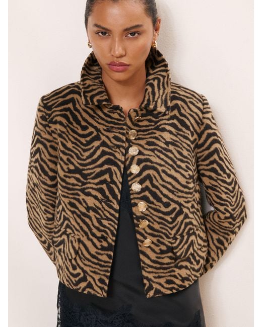 Lipsy Natural Animal Print Collared Jacket