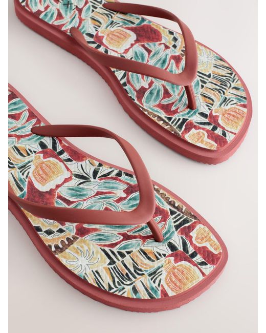 Next Red Square Toe Flip Flops
