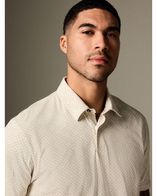 Next Brown Short Sleeve Print Polo Shirt for men