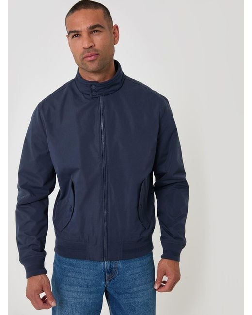 Threadbare Blue Showerproof Microfibre Harrington Jacket for men