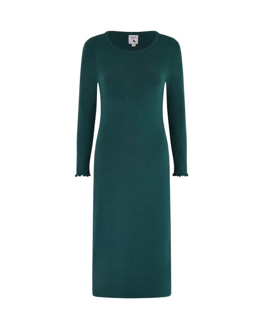 Yumi' Green Sparkle Knit Midi Jumper Dress