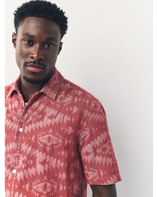 Next Pink Geometric Textured Short Sleeve Shirt for men