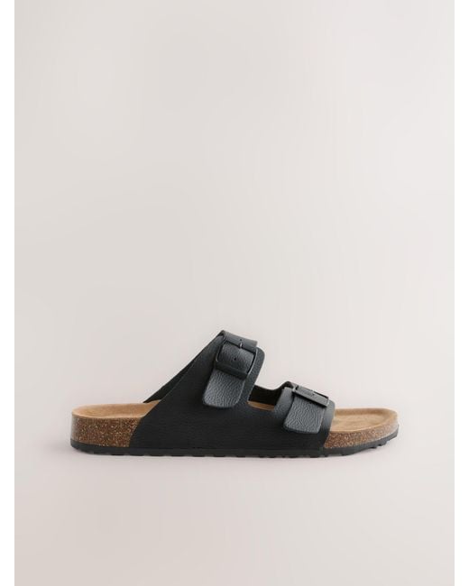 Next Black Leather Two Buckle Sandals for men
