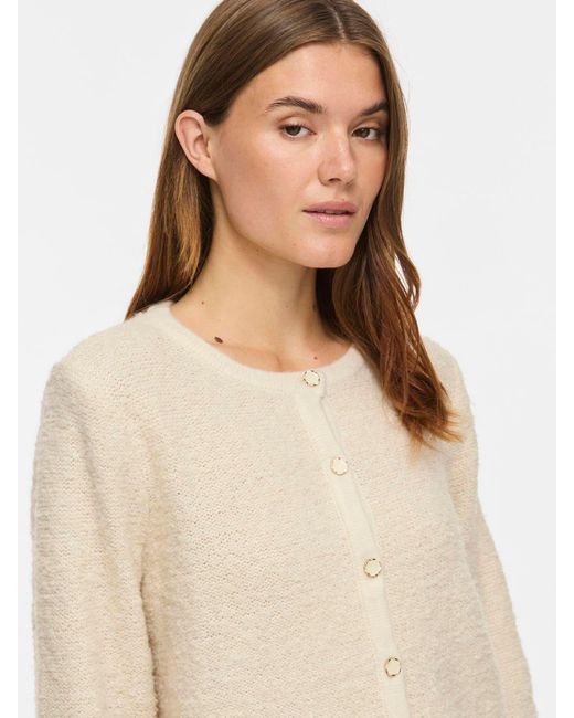 Vila Natural Textured Knitted Button Jacket