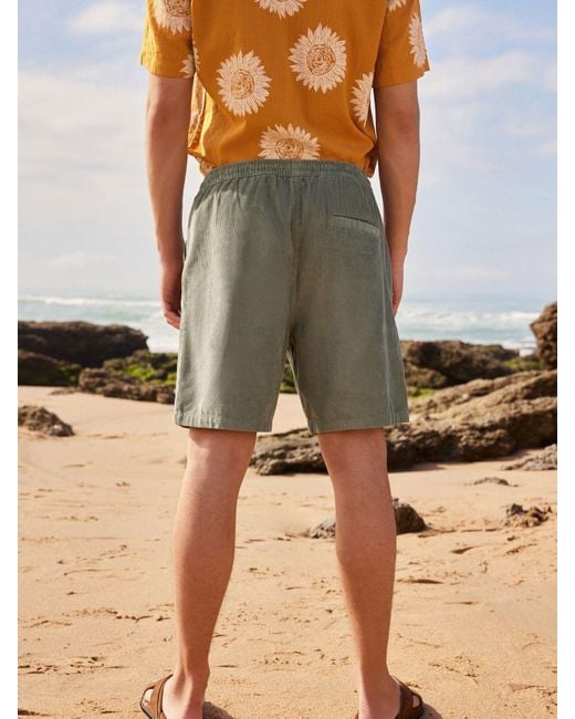 Next Green Corduroy Elasticated Waist Shorts for men