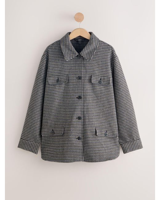 Next Gray Brushed Check Shacket