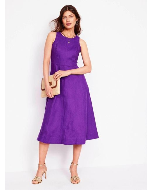 Boden Carla 100% Linen Midi Dress in Purple | Lyst