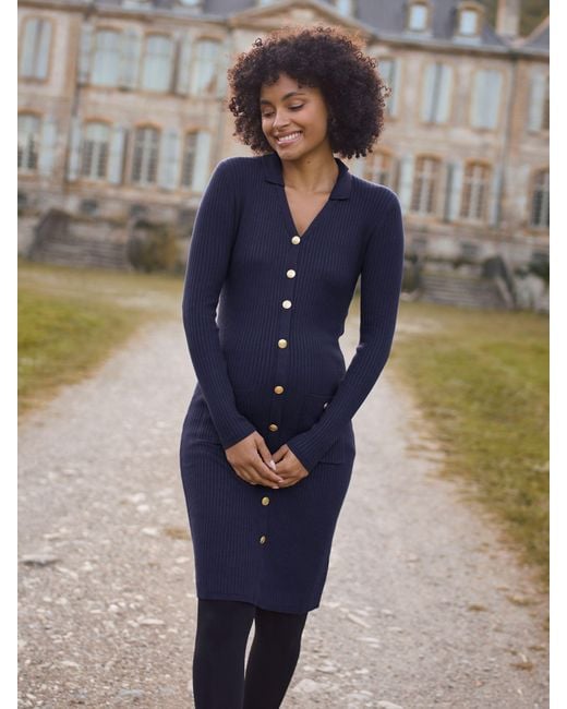 Seraphine Blue Maternity Knitted Dress