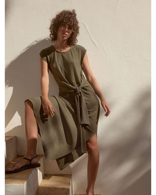 Next Natural Strukturiertes T-Shirt-Kleid Mit Bindegürteleu 48 (Uk 20)