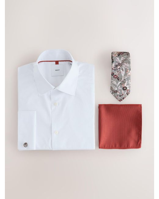 Next Multicolor Slim Fit Occasion Shirt And Tie Set for men