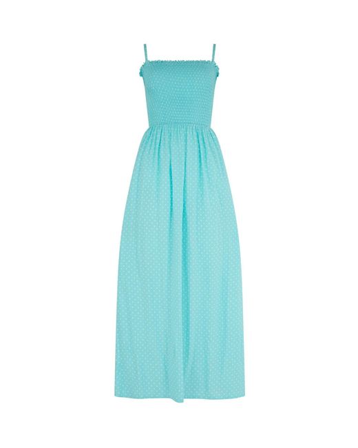 Pour Moi Women's Blue Emma Strapless Shirred Bodice Woven Maxi Beach Dress