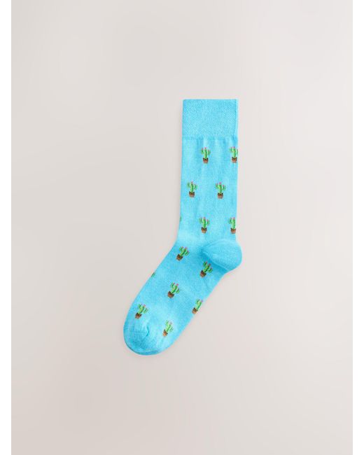 Next Blue Pattern Socks 5 Pack for men