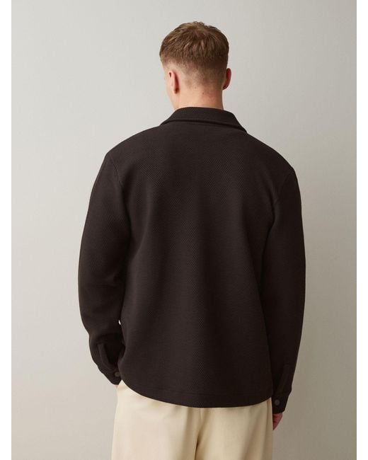 Next Black Diagonal Texture Jersey Shacket for men