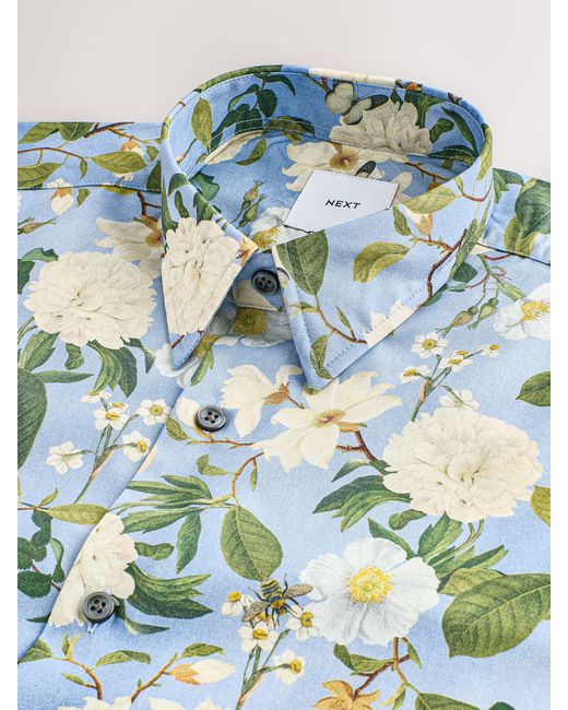 Next Blue Regular Fit Kew Collection 100% Cotton Floral Short Sleeve Shirt for men