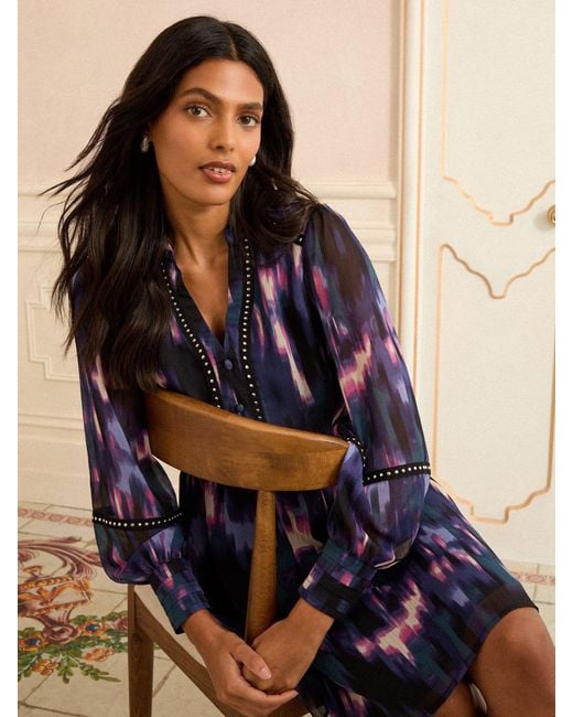 Love & Roses Blue Notch Neck Mini Dress