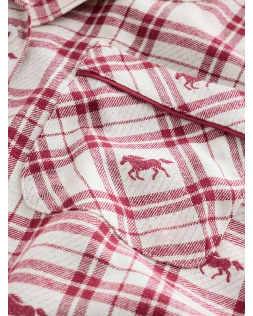 Next Pink Cream Check Flannel Button Through Pyjamas