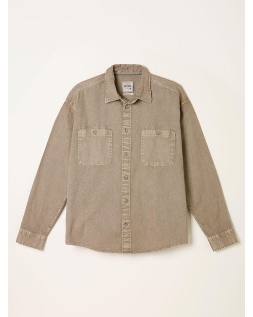 FatFace Natural Fatface Long Sleeve Relaxed Fit Garment Dye Utility Shirt for men