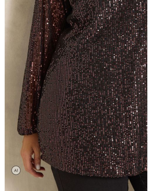 Evans Black Sequin Embellished Top