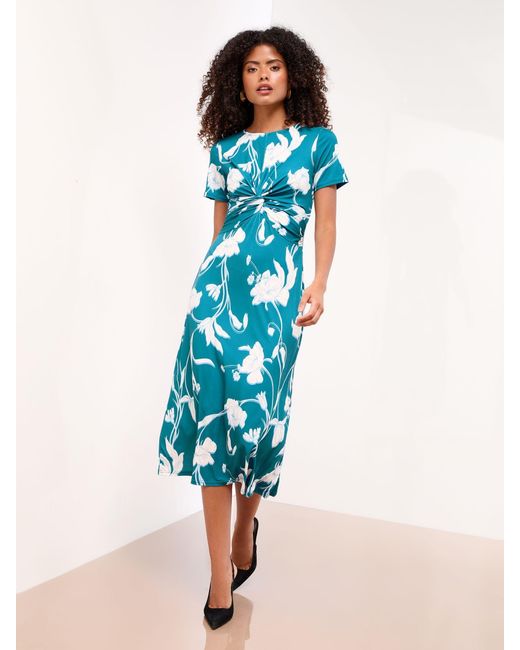 knee length dresses for ladies Ruched Detail Short Sleeve Jersey Midi Dress – CITRINE & CIPHER main image 1