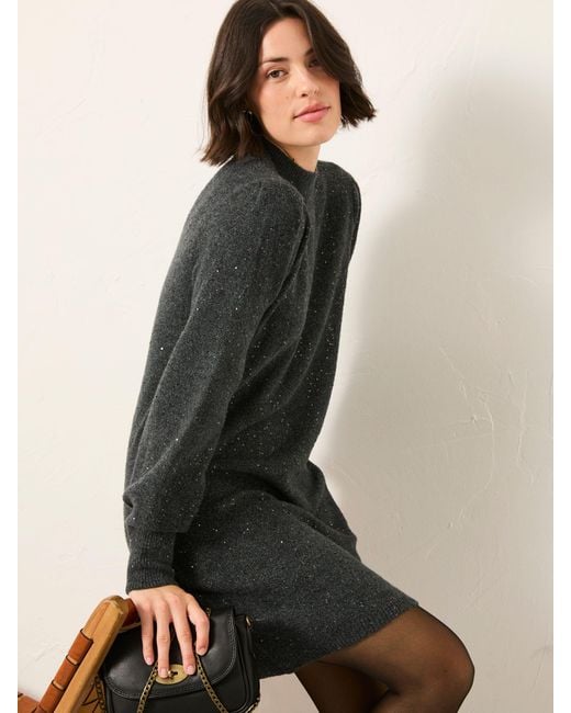 FatFace Gray Fatface Petite Sparkle Knit Mini Dress