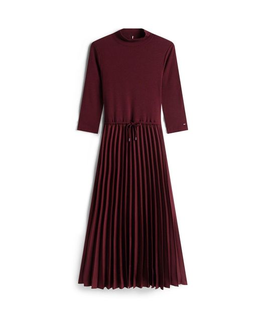 Tommy Hilfiger Pleated Midi Fit And Flare Dress in Red | Lyst Tommy Hilfiger Pleated Midi Fit And Flare Dress in Red | Lyst