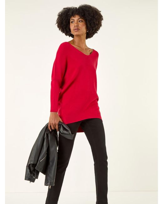 Roman Red Animal Print Eyelet Back Knit Jumper