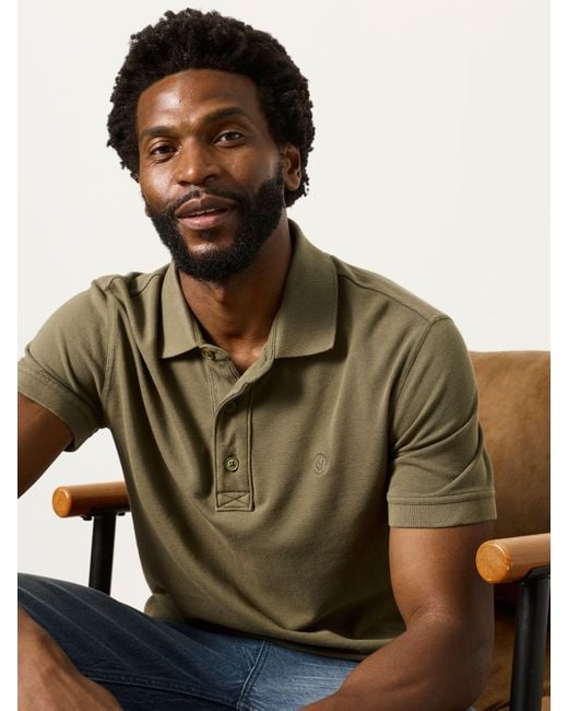 FatFace Green Fatface Short Sleeve Pique Polo Shirt for men