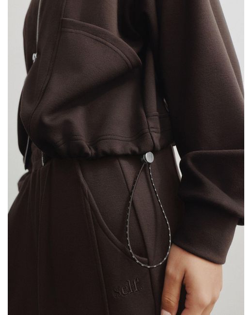 Self Black Full Zip Viscose Blend Jacket