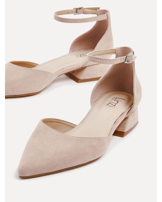 Linzi Pink Wide Fit Dolly Pumps Mit Niedrigem Blockabsatzeu 37 (Uk 4)